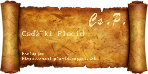 Csáki Placid névjegykártya